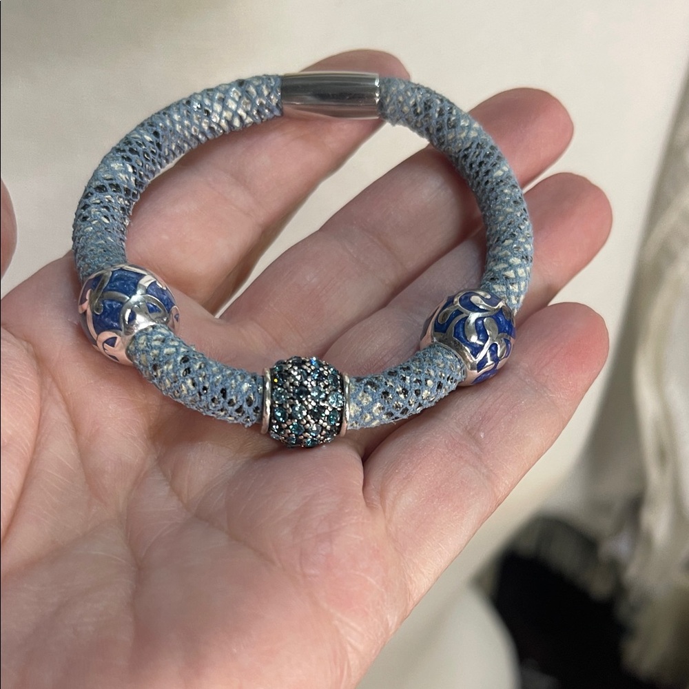 Brighton Blue and Silver Beaded Bracelet